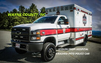 6/17/24 Wayne County, NC – Stolen Wayne County EMS Ambulance – Crashed Into Police Car – Damage – Arrested