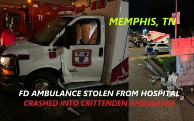 7/9/24 Memphis, TN – Woman Steals Memphis FD Ambulance – Runs Over A Nurse’s Foot – Crashes Into Brick Wall – Then Crashes Into Another Ambulance From Crittenden County EMS – Arrested