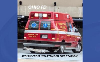 9/27/24 Warren Township, OH – Fire Station Broken Into -Ambulance Stolen From Unattended Fire Station – Suspect Tried To Go Into A Low Parking Deck At Youngstown University And Damaged The Ambulance