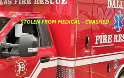 10/26/24 Dallas, TX – Dallas Fire Rescue Ambulance Stolen From Medical Call – Found In East Oak Cliff – Crashed Into Apartment Complex – No Arrest Announced