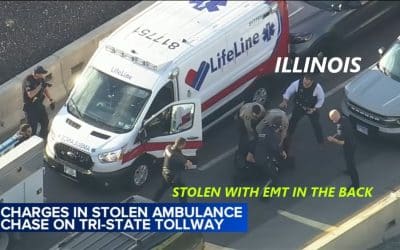 10/14/25 Cook County, IL – Man Steals Ambulance With An EMT In The Back – 20 Mile Police Chase – Spike Strips Flattened Tires – Gunpoint Arrest After Police Smash Drivers Window